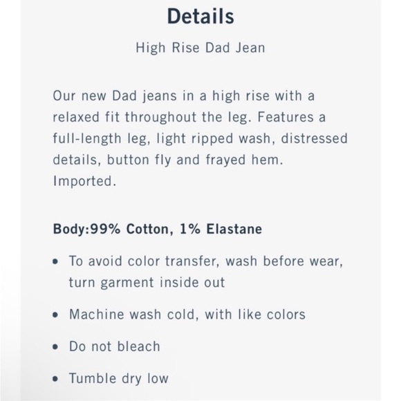 Abercrombie & Fitch The Dad High Rise Jeans Curve Love Distressed Size 26/2s - Picture 11 of 11